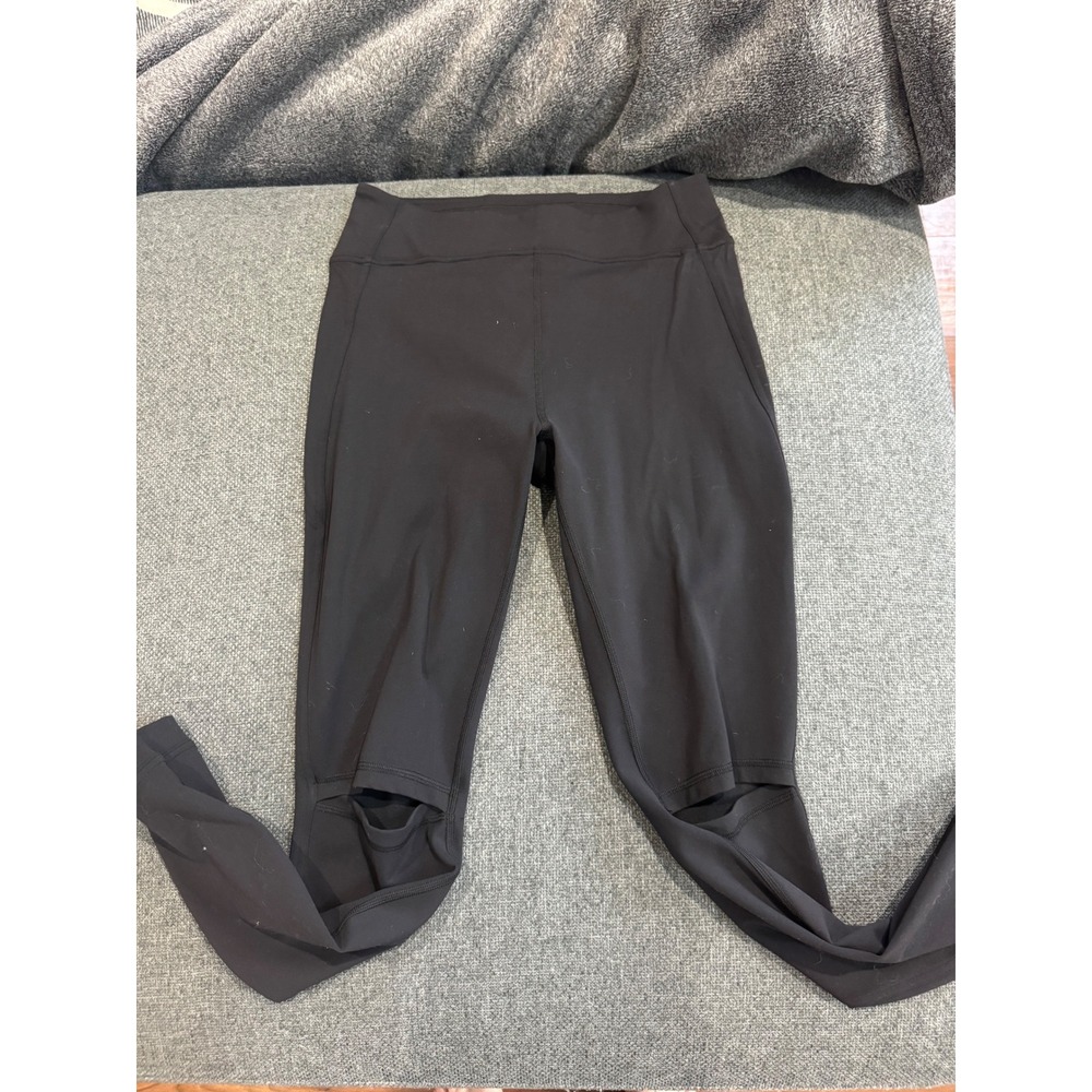 Lululemon Black Knee Cut Out High Waisted Leggings Yoga Pants Womens Size 12